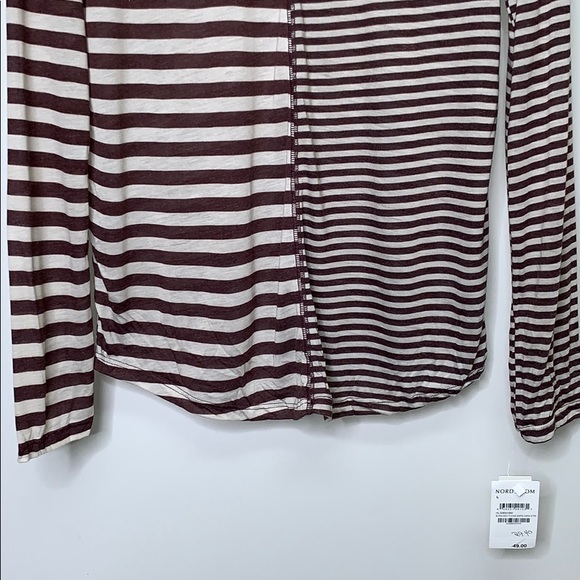 NWTs STEM • Stripe Maroon Long Sleeve V-Neck Tee - Picture 3 of 8